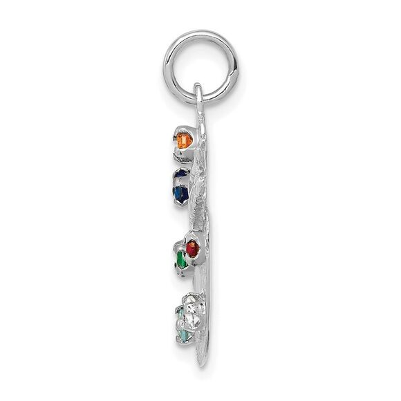 14k White Gold and CZ Multicolor Artists Palette Pendant